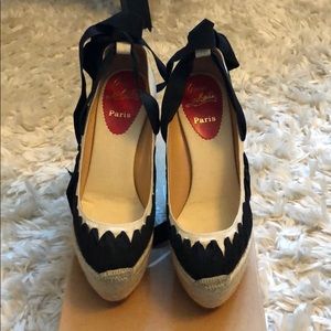 Espadrille with lace.Slightly worn